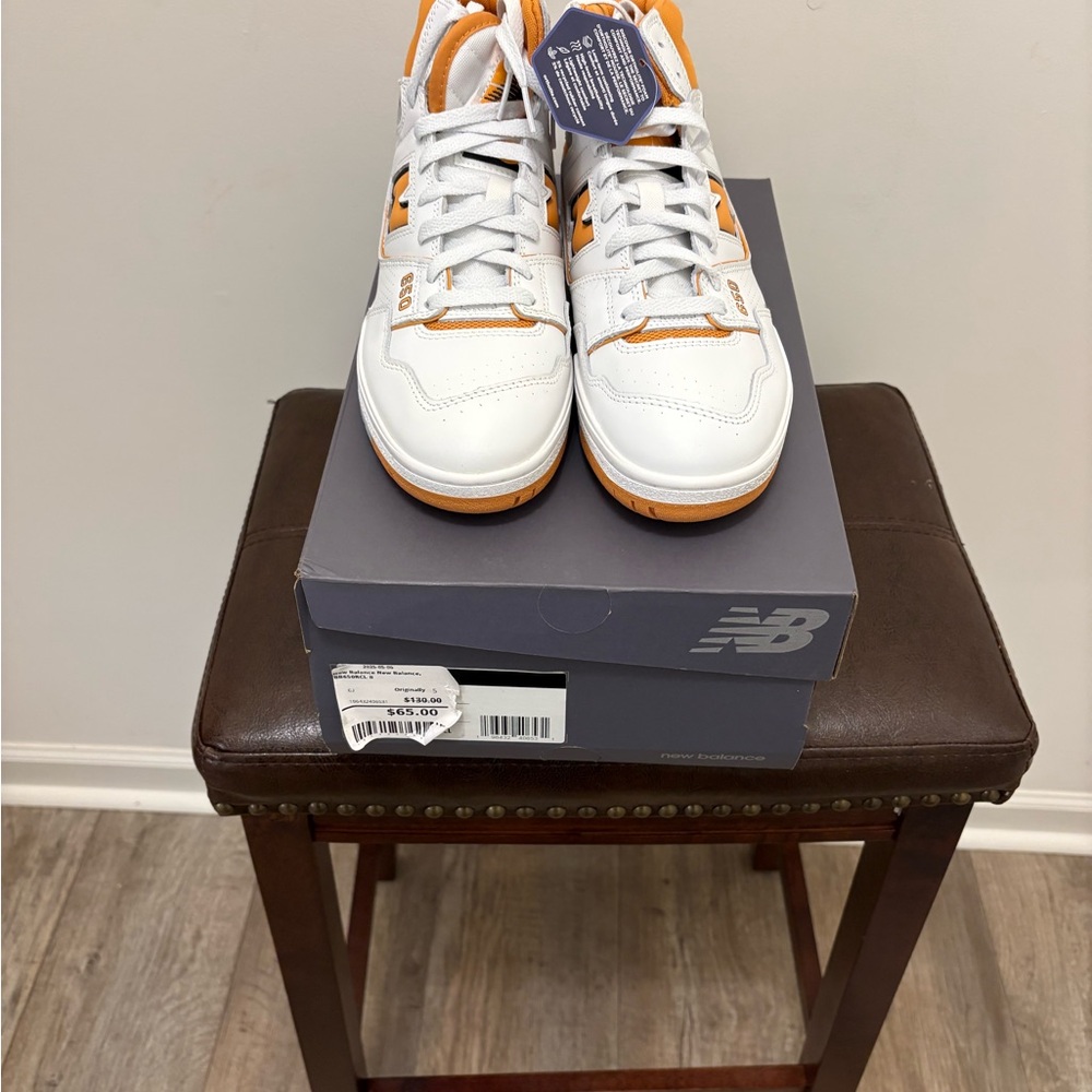 New Balance Men's White and Orange Sneakers size 8